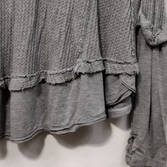Free People Laguna Thermal Top Women's S Gray Boho Lagenlook Retro Casual Comfy - Picture 5 of 11